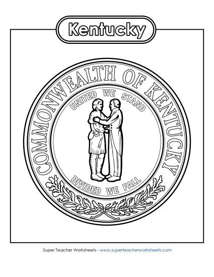 Flags & Seals - Kentucky State Seal (Black & White) (Printable PDF Worksheet)