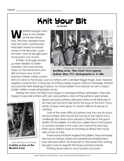 Articles - Knit Your Bit Article (Printable PDF Worksheet)