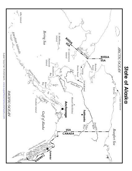 Maps - Labeled Alaska Map (Printable PDF Worksheet)