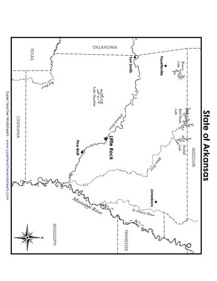 Maps - Labeled Arkansas Map (Printable PDF Worksheet)