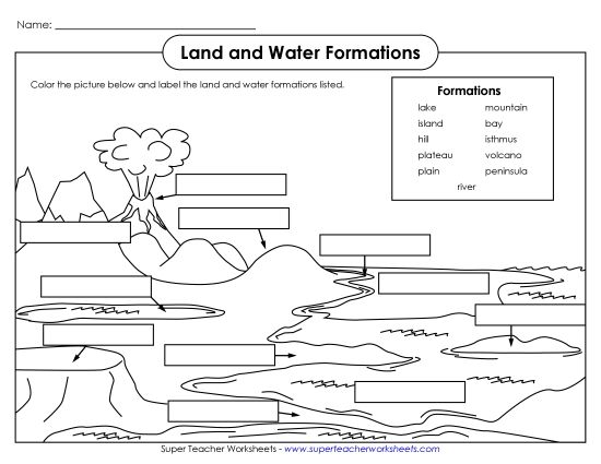 Landform Picture Labels (Printable PDF Worksheet)