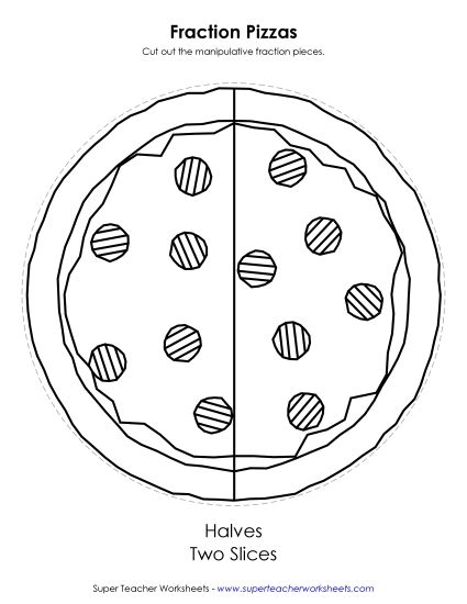 Manipulative Fraction Tools - Large Black and White Fraction Pizzas (Printable PDF Worksheet)