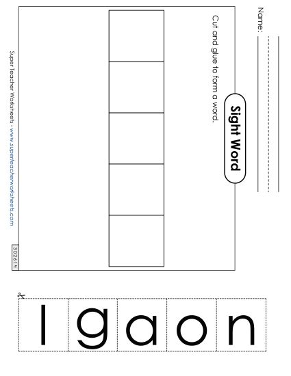 Large Cut-and-Glue: Along (Printable PDF Worksheet)