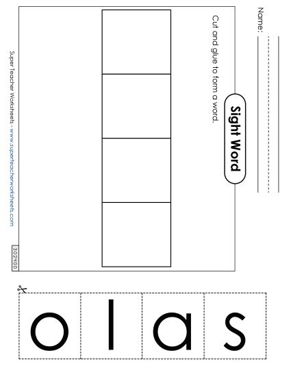 Large Cut-and-Glue: Also (Printable PDF Worksheet)