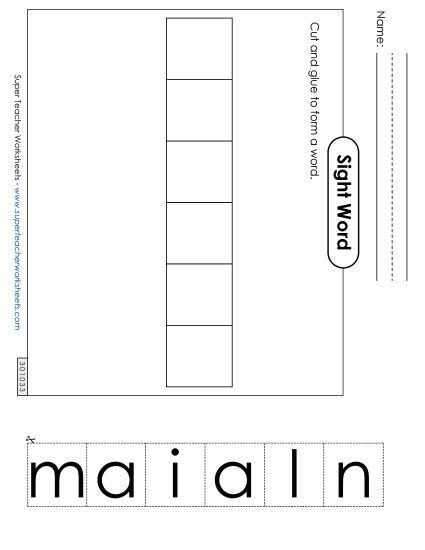 Large Cut-and-Glue: Animal (Printable PDF Worksheet)