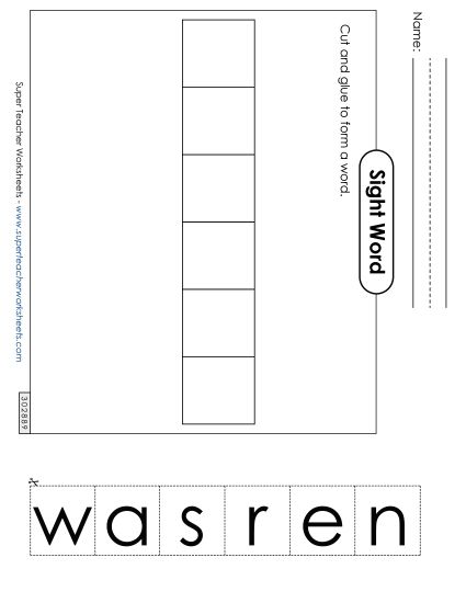 Large Cut-and-Glue: Answer (Printable PDF Worksheet)