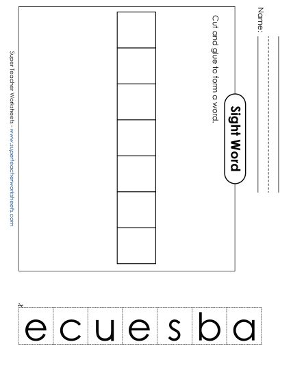 Large Cut-and-Glue: Because (Printable PDF Worksheet)