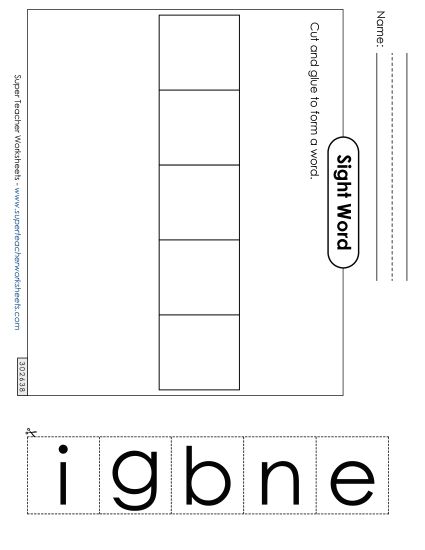 Large Cut-and-Glue: Begin (Printable PDF Worksheet)