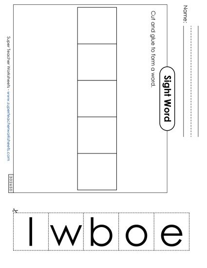 Large Cut-and-Glue: Below (Printable PDF Worksheet)