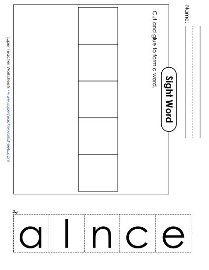 Large Cut-and-Glue: Clean (Printable PDF Worksheet)