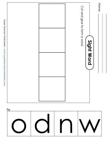 Large Cut-and-Glue: Down (Printable PDF Worksheet)