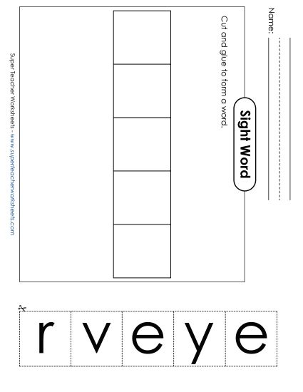 Large Cut-and-Glue: Every (Printable PDF Worksheet)