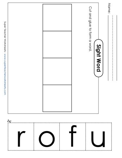 Large Cut-and-Glue: Four (Printable PDF Worksheet)