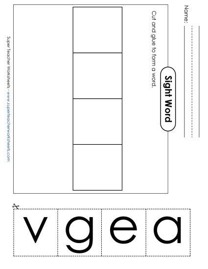 Large Cut-and-Glue: Gave (Printable PDF Worksheet)