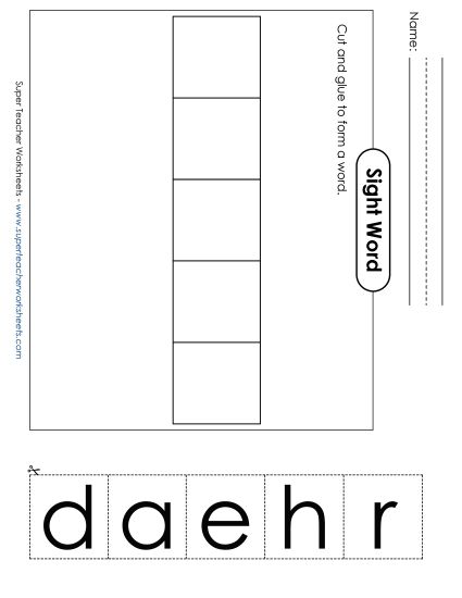 Large Cut-and-Glue: Heard (Printable PDF Worksheet)