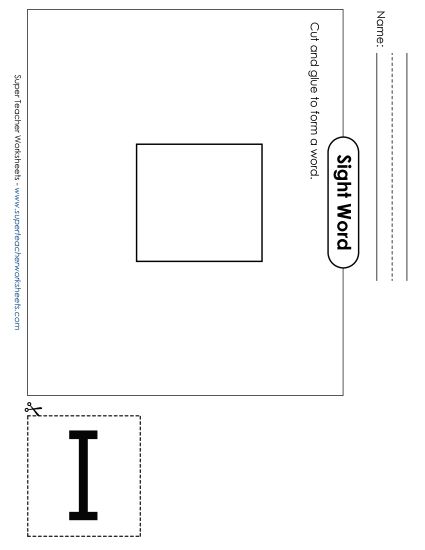 Large Cut-and-Glue: I (Printable PDF Worksheet)