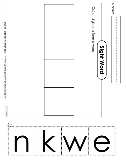 Large Cut-and-Glue: Knew (Printable PDF Worksheet)