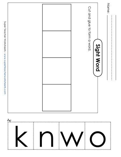 Large Cut-and-Glue: Know (Printable PDF Worksheet)