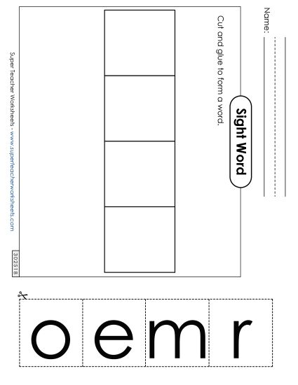 Large Cut-and-Glue: More (Printable PDF Worksheet)