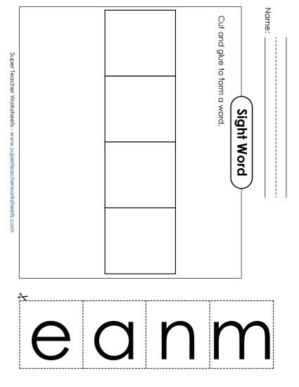 Large Cut-and-Glue: Name (Printable PDF Worksheet)