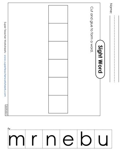 Large Cut-and-Glue: Number (Printable PDF Worksheet)