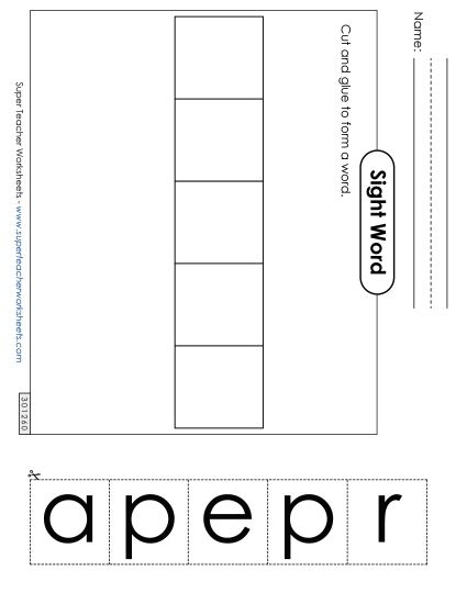 Large Cut-and-Glue: Paper (Printable PDF Worksheet)