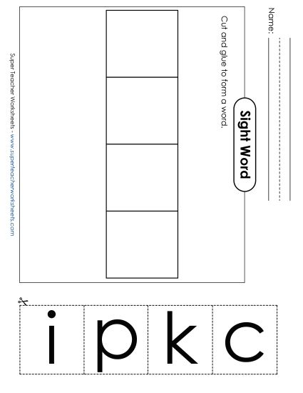 Large Cut-and-Glue: Pick (Printable PDF Worksheet)