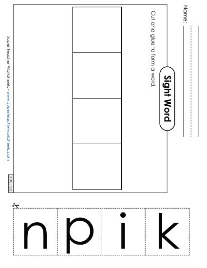 Large Cut-and-Glue: Pink (Printable PDF Worksheet)