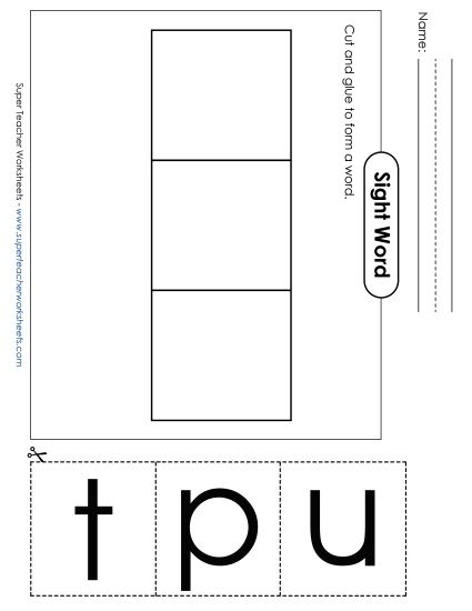 Large Cut-and-Glue: Put (Printable PDF Worksheet)
