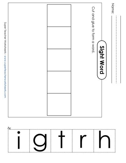 Large Cut-and-Glue: Right (Printable PDF Worksheet)