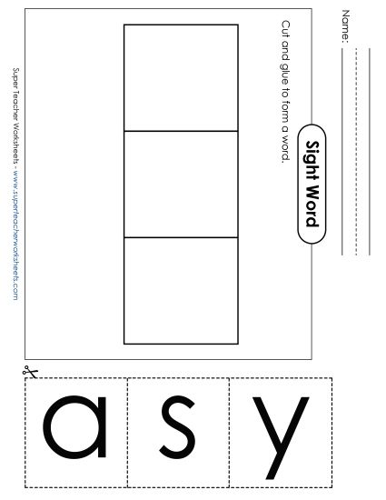 Large Cut-and-Glue: Say (Printable PDF Worksheet)