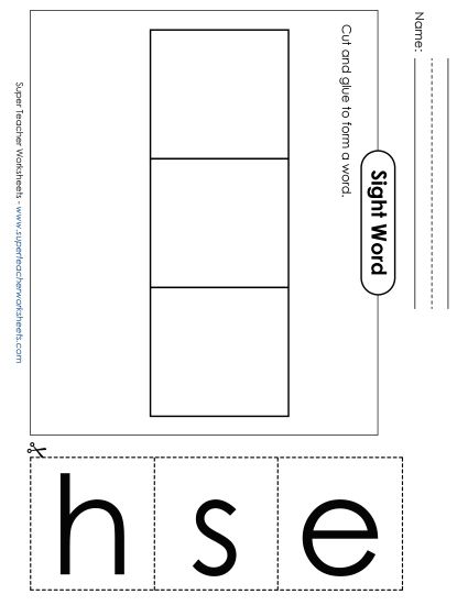 Large Cut-and-Glue: She (Printable PDF Worksheet)
