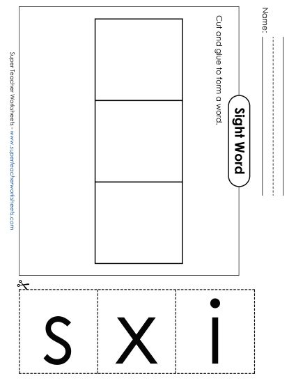 Large Cut-and-Glue: Six (Printable PDF Worksheet)