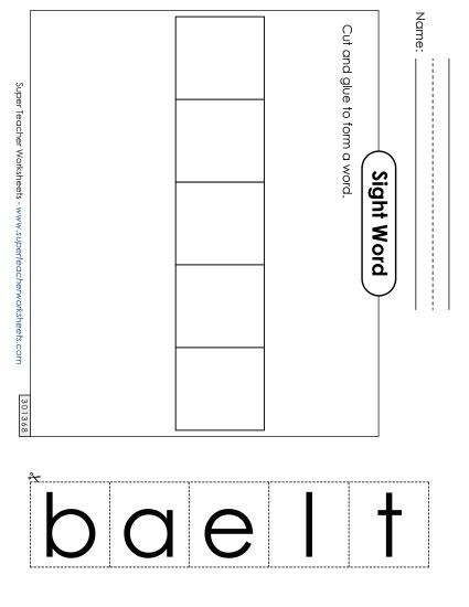 Large Cut-and-Glue: Table (Printable PDF Worksheet)