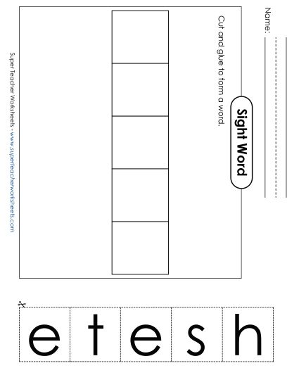 Large Cut-and-Glue: These (Printable PDF Worksheet)