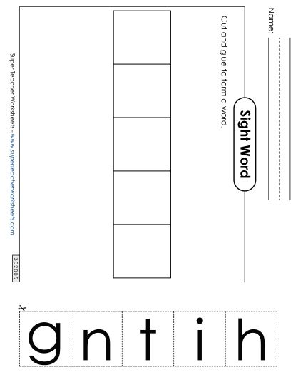 Large Cut-and-Glue: Thing (Printable PDF Worksheet)