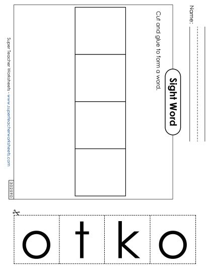 Large Cut-and-Glue: Took (Printable PDF Worksheet)