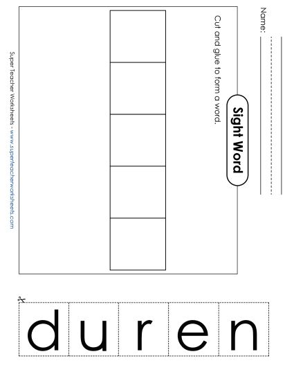 Large Cut-and-Glue: Under (Printable PDF Worksheet)