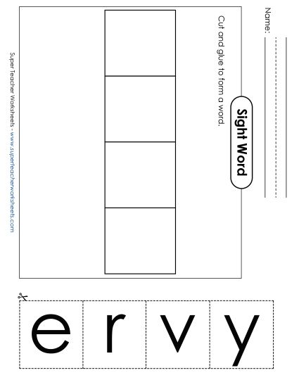 Large Cut-and-Glue: Very (Printable PDF Worksheet)