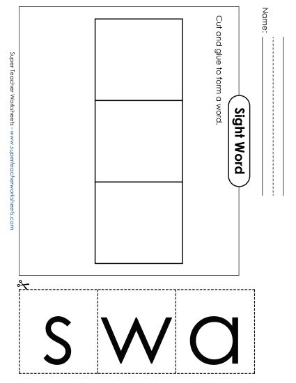 Large Cut-and-Glue: Was (Printable PDF Worksheet)