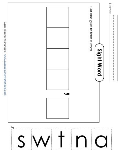 Large Cut-and-Glue: Wasn't (Printable PDF Worksheet)