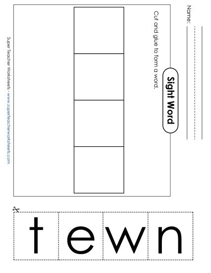 Large Cut-and-Glue: Went (Printable PDF Worksheet)
