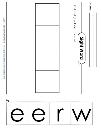 Large Cut-and-Glue: Were (Printable PDF Worksheet)