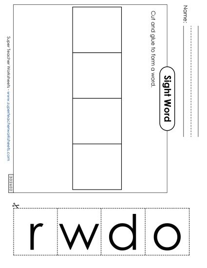 Large Cut-and-Glue: Word (Printable PDF Worksheet)