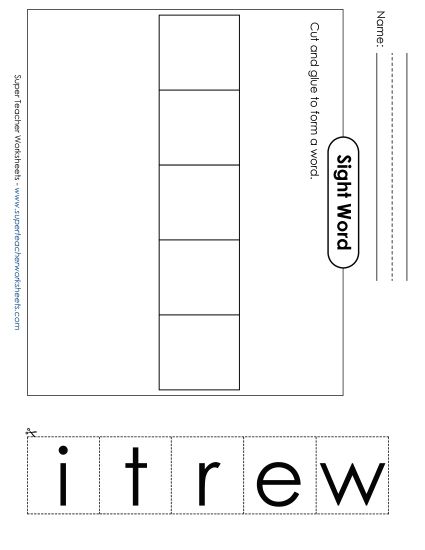 Large Cut-and-Glue: Write (Printable PDF Worksheet)