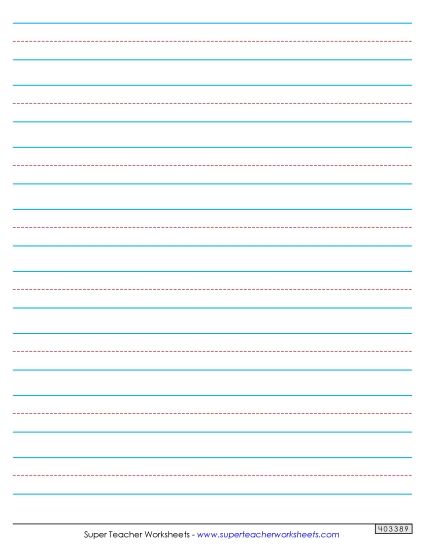 Primary Writing Paper - Large Dotted Lines (No Line for Name) (Printable PDF Worksheet)
