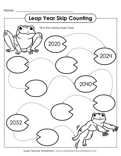 Leap Year Worksheets - Leap Year Skip Counting (Printable PDF Worksheet)