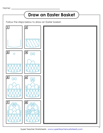 Easter - Learn to Draw an Easter Basket (Printable PDF Worksheet)