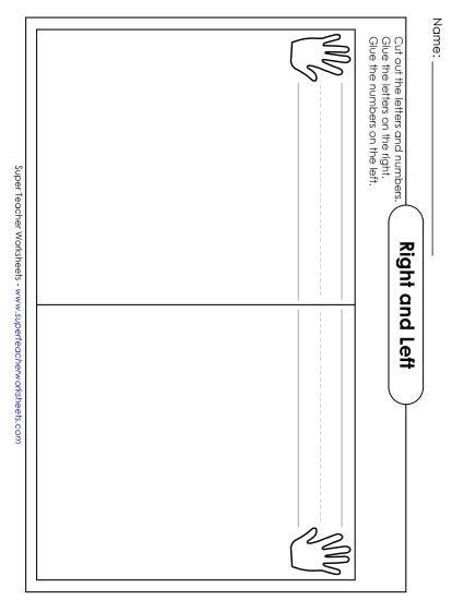 Right and Left Cut-Outs - Left-Right Cut-Outs: Letters & Numbers (Printable PDF Worksheet)