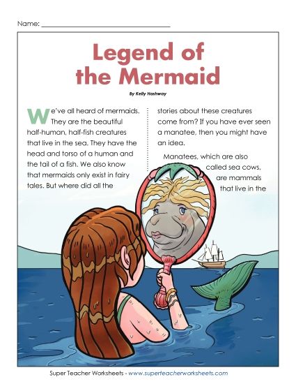 Nonfiction Articles - Legend of the Mermaid (Printable PDF Worksheet)